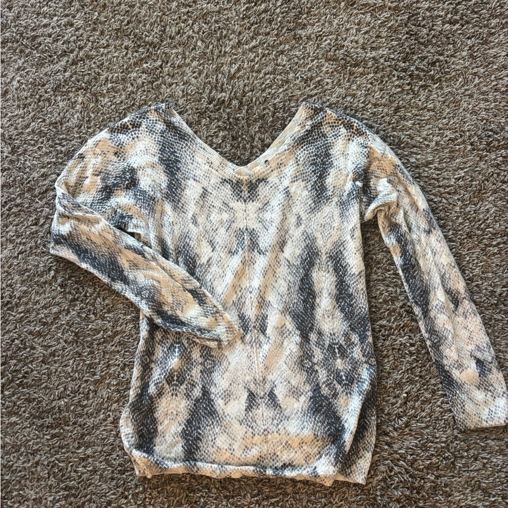 Rebecca Taylor Black and Cream Patterned Top Snakeskin Pattern
